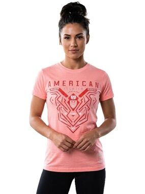American Fighter Brimley Women's Coral Peach Graphic Cotton Tee Size XS